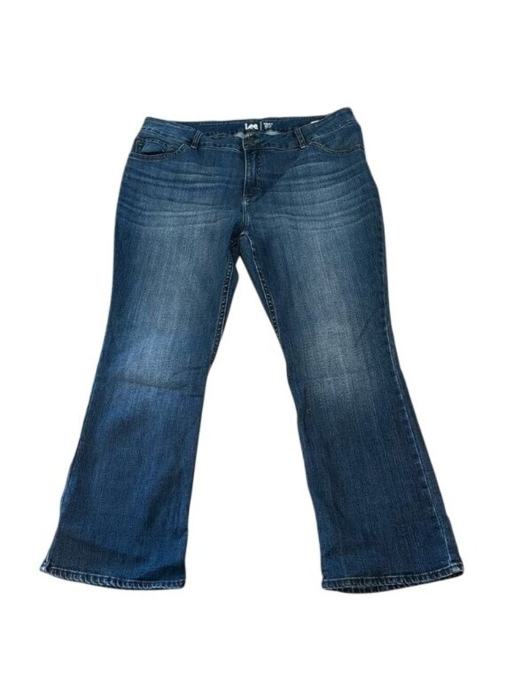 Lee Womens Regular Fit Boot Cut Mid Rise Jeans 20W P Blue Denim